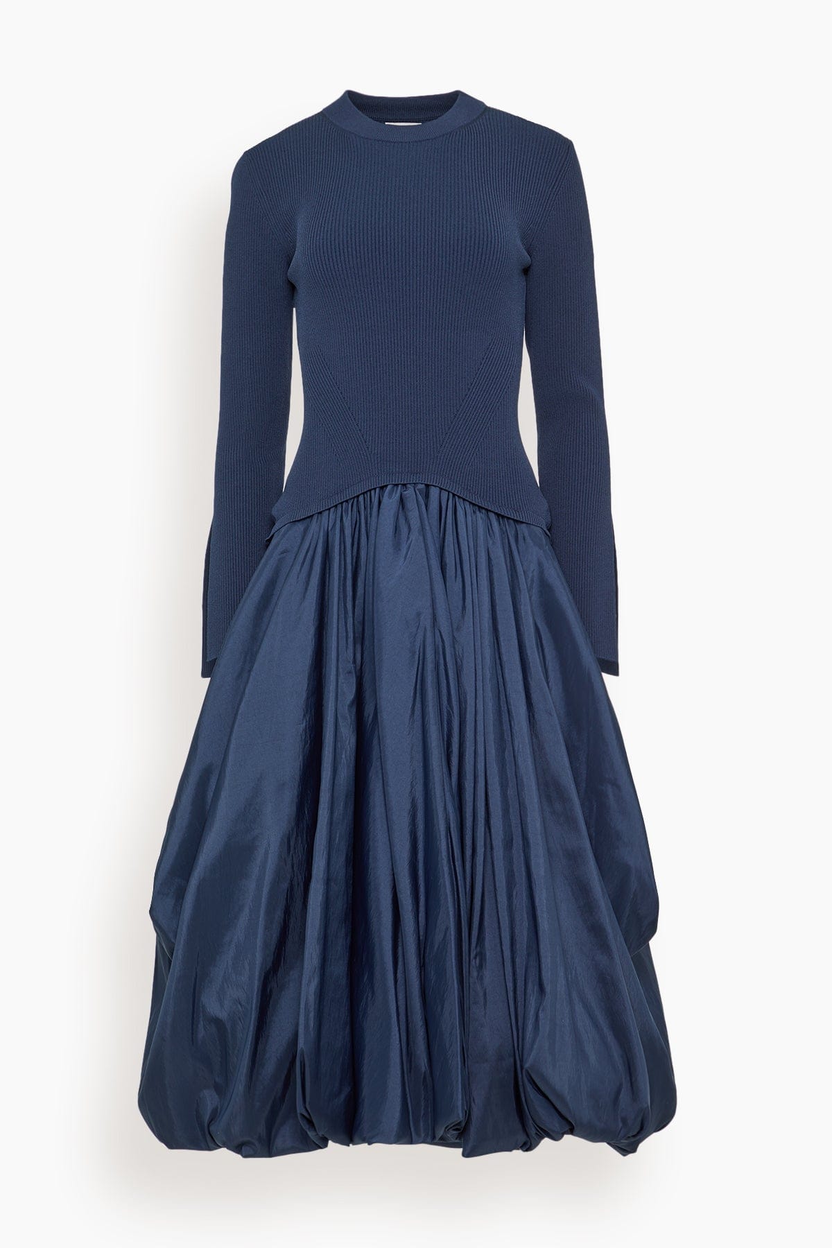 Simkhai Kenlie Long Sleeve Mock Neck Midi Dress in Midnight