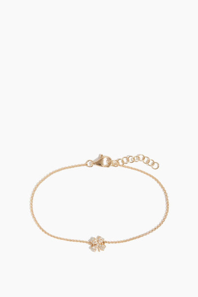 Pave Clover Chain Bracelet in 14k Yellow Gold