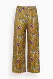Paula Sonia Silk Twill Pant in Mustard Floral