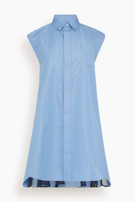 Poplin Dress in Blue Stripe