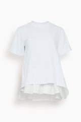 Sacai Cotton Poplin Mix Cotton Jersey T-Shirt in White