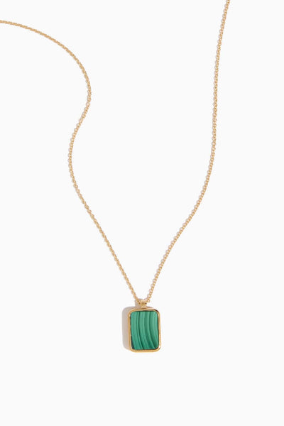 Malachite Tag Pendant in Gold