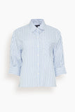 Rag And Bone Lucia Stripe Poplin Shirt in Baby Blue Stripe