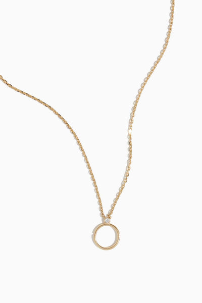 Circle Clasp Pendant Chain Necklace with Diamond in 14k Yellow Gold