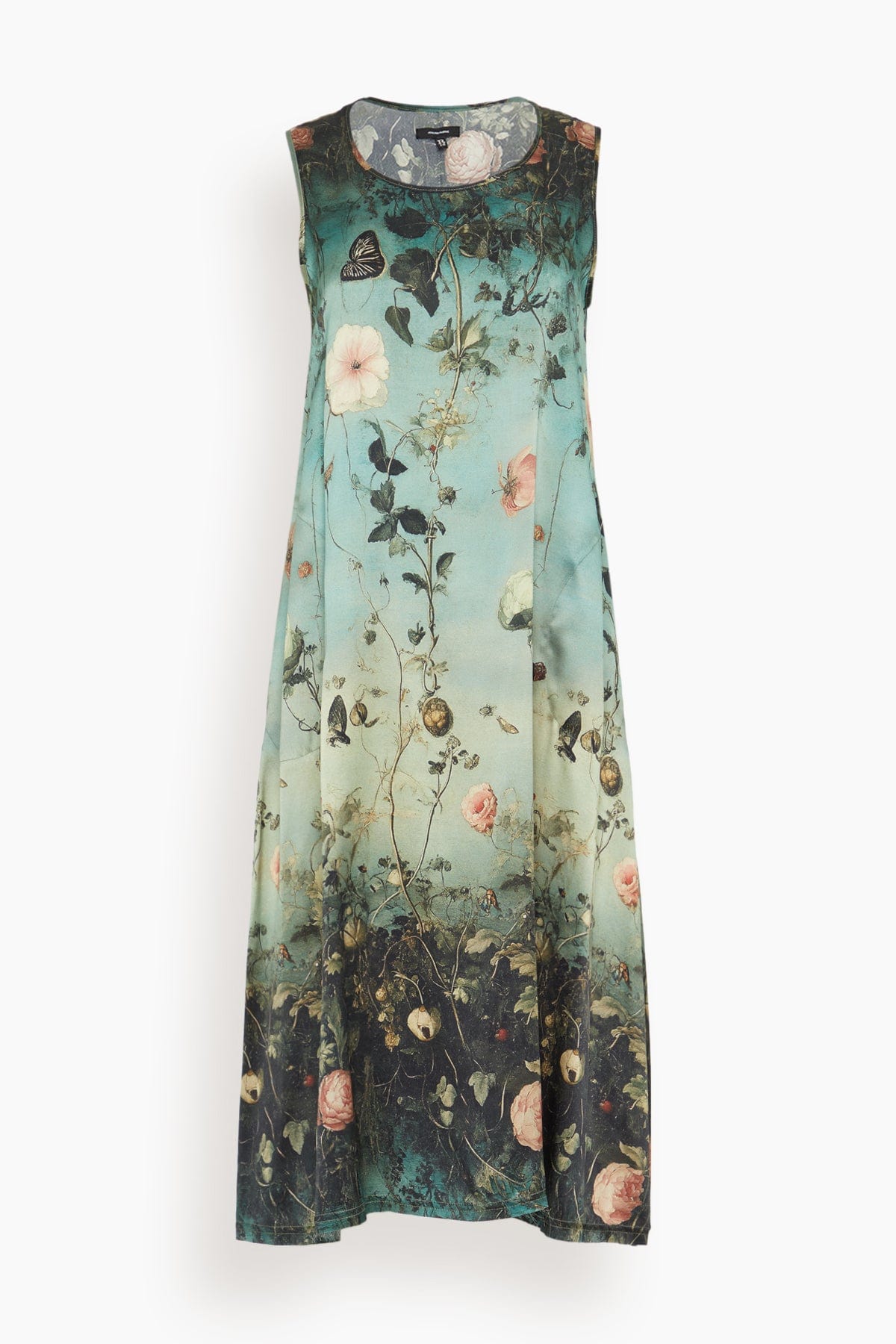 R13 Sleeveless Midi Dress in Dipped Black Turquoise