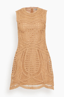 Coen Sleeveless Crewneck Mini Dress in Straw