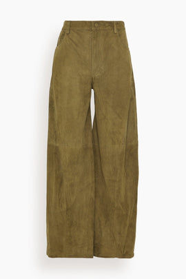 Soft Suede Twisted Trouser in Deep Sage