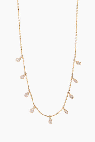 Diamond Teardrop Fringe Necklace in Yellow Gold