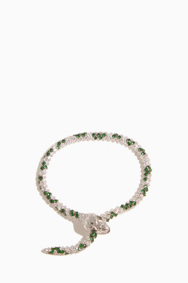 Nouveau Tsavorite and Diamond Serpent Bracelet in 18k White Gold