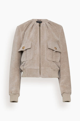 Pleated Neck Jacket in Stone Grey