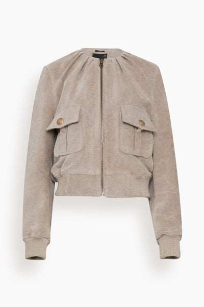 Pleated Neck Jacket in Stone Grey