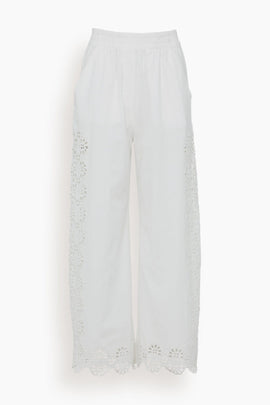 Edith Embroidered Pant in Cream