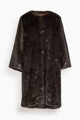 Moore Round Neck Long Coat in Grizzly
