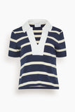 Tanya Taylor Melanie Top in Maritime Blue/Cream Wide Stripe
