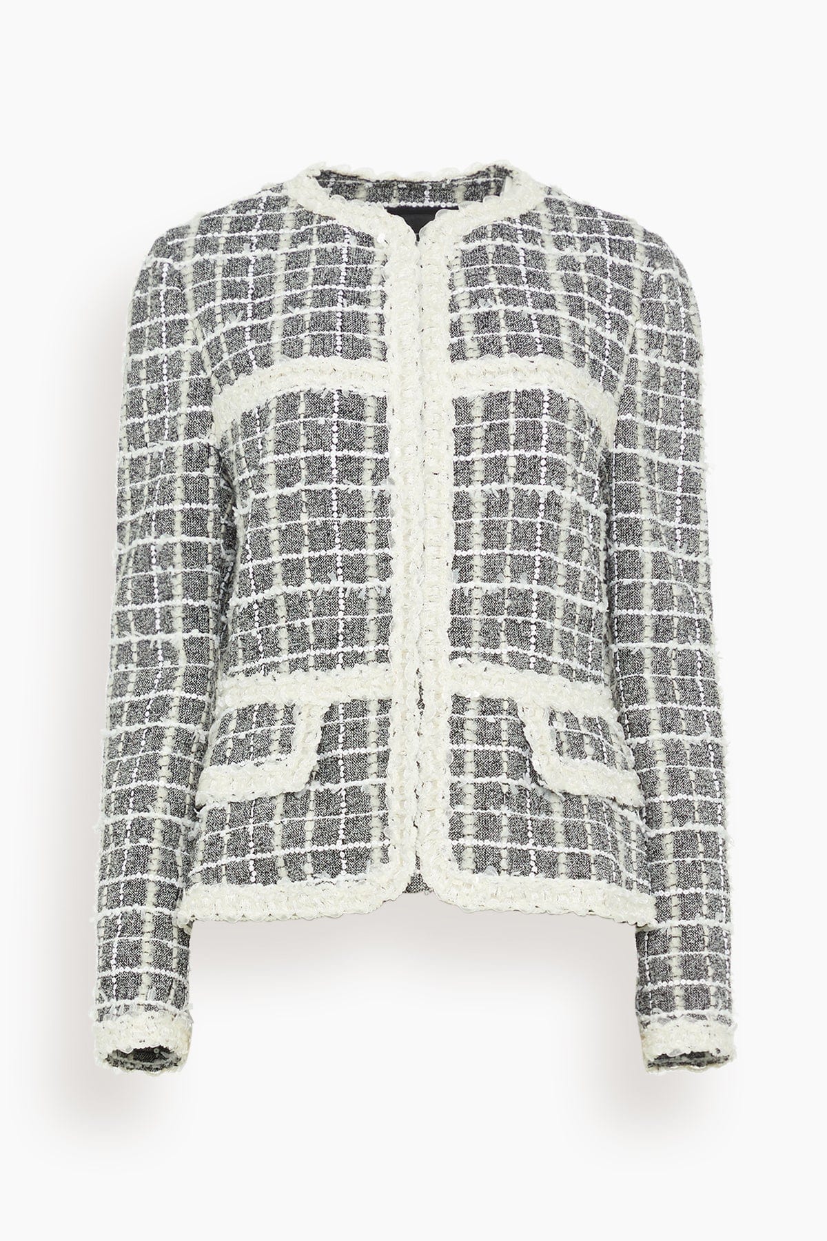 ジャケット GIAMBATTISTA VALLI Women Jackets 24FWPVCA6142 09UBE 9999 BLA GIAMBATTISTA VALLI Black Faux Fur Jacket with White Piping