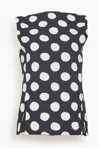Big Dot Stretch Cady Sleeveless Top in Black