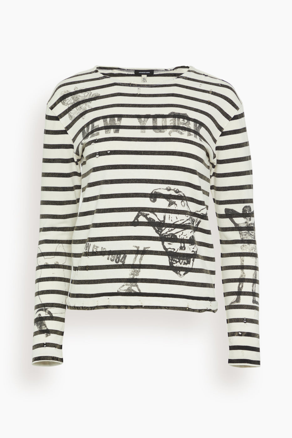 R13 Tops Patch Breton Long Sleeve Tee in Black and White Stripe R13 Patch Breton Long Sleeve Tee in Black and White Stripe