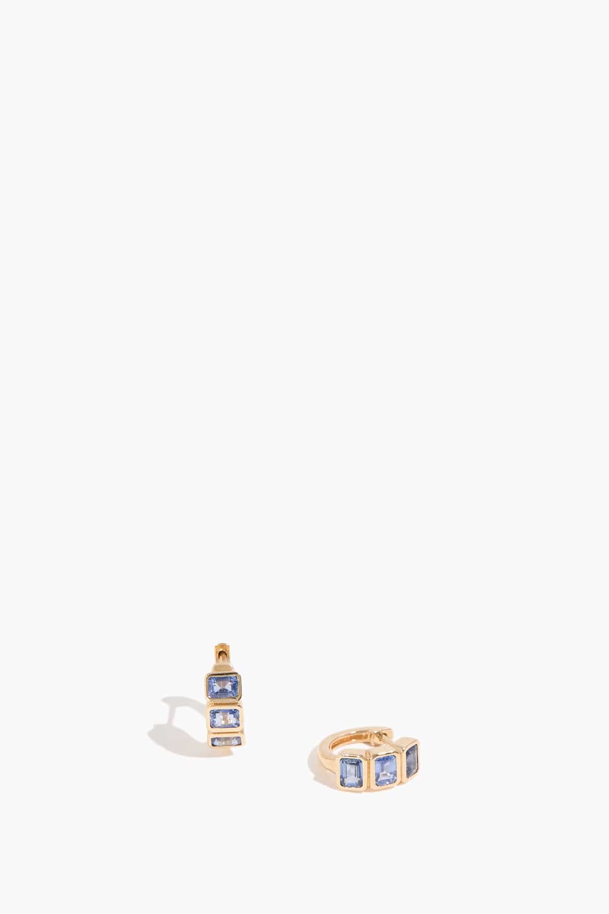 Theodosia Earrings Blue Sapphire Block Huggies in Yellow Gold Theodosia Blue Sapphire Block Huggies in Yellow Gold