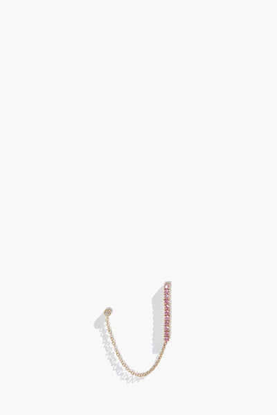 Pink Sapphire Chain Earring Single in 14K Gold