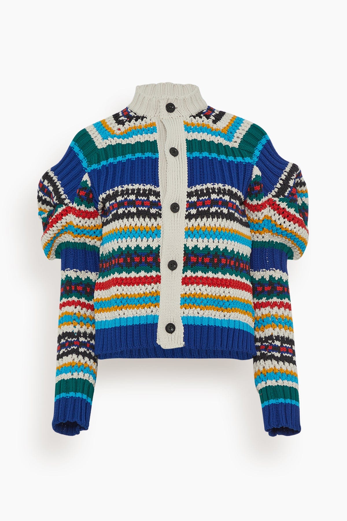 【sacai】クロップド メッシュ ウール ニットカーディガン Sacai Mesh Knit Cardigan in Multi – Hampden Clothing
