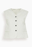 Loulou Studio Tops Vest in Ivory/Black Stripes Vest in Ivory/Black Stripes