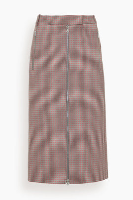 Leon Check Midi Trouser Zip Skirt in Pink Multi