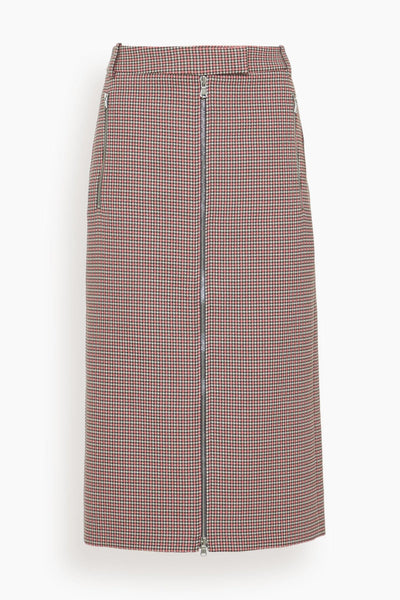 Leon Check Midi Trouser Zip Skirt in Pink Multi