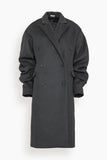 Bite Studios Pleated Sleeve Wool Coat in Dark Grey Melange