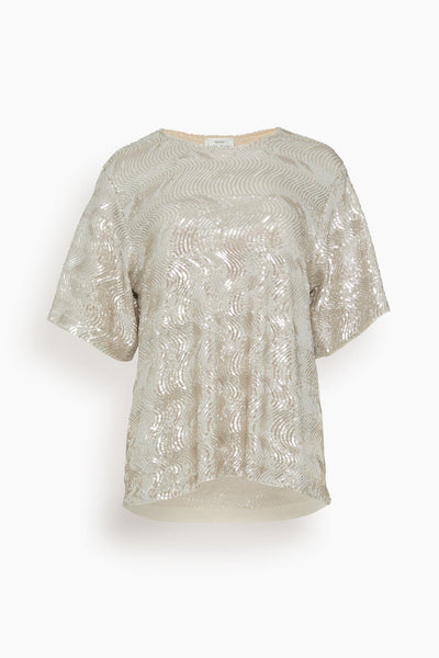 La Danza Del Mare Sequined T-Shirt in Silver