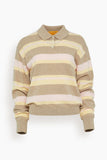 Guest In Residence Collegiate Stripe Polo in Taupe Combo