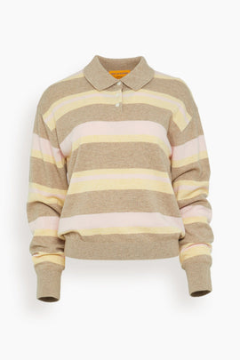 Collegiate Stripe Polo in Taupe Combo