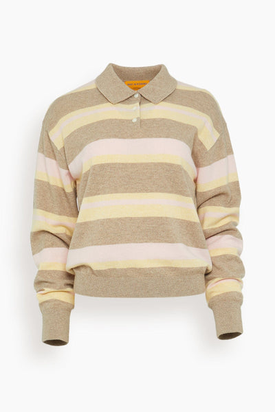 Collegiate Stripe Polo in Taupe Combo