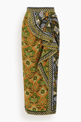 Cece Spliced Silk Skirt in Multi