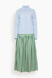 Paula Rosalia Poplin Silk Twill Dress in Multi Stripes