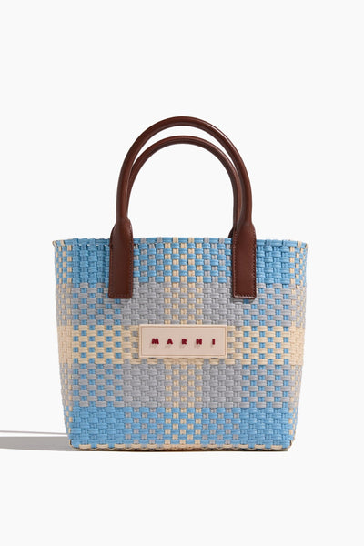 Check Tote Small in Lily White/Frost/Shadow
