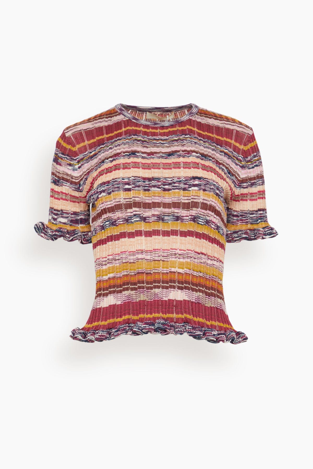 Ulla Johnson Miya Short Sleeve Knit Top in Prism