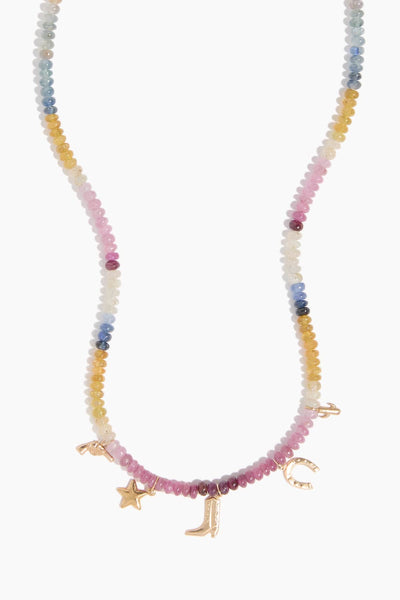 Round Top Charm Necklace in Shaded Sapphire