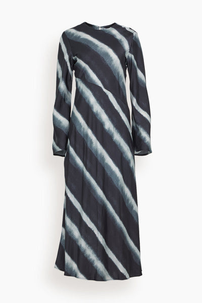 Madeleine Dress in Striped Ombre Blue