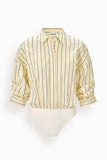 Staud Traverse Bodysuit in Monday Stripe