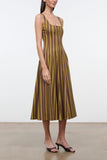 Staud Wells Dress in Cigar Stripe