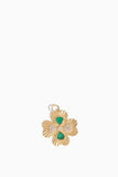 Vintage La Rose Necklaces Emerald and Diamond Clover Pendant in 14k Yellow Gold