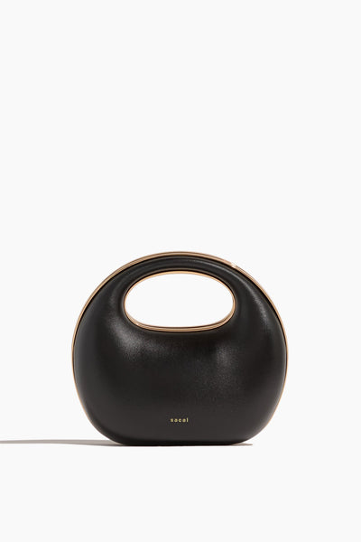 Leather Round Bag in Black