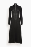 Rosetta Getty Dresses Ribbed Zip Up Turtleneck Dress in Black