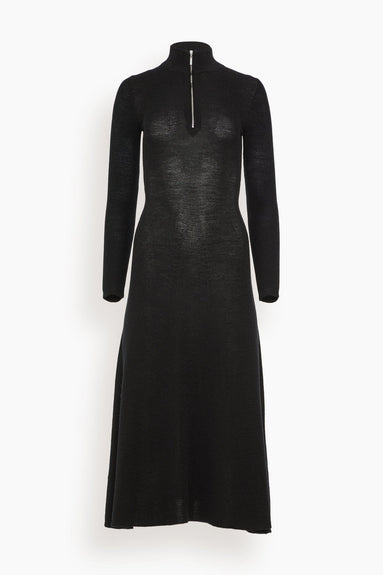 Rosetta Getty Dresses Ribbed Zip Up Turtleneck Dress in Black