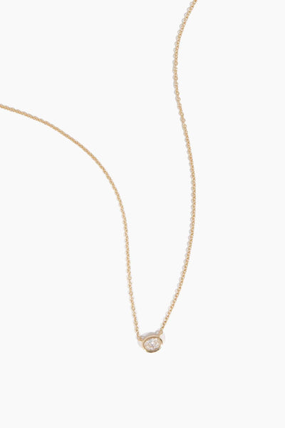 Bezel Oval Diamond Necklace in 14k Yellow Gold