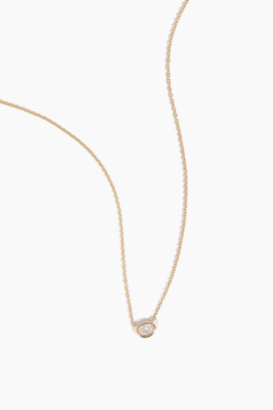 Vintage La Rose Necklaces Bezel Oval Diamond Necklace in 14k Yellow Gold