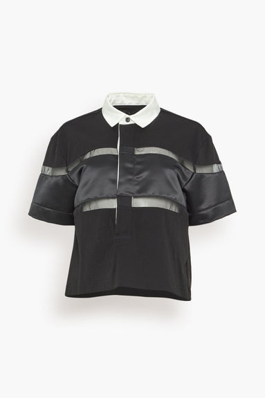 Sacai Tops Cotton Jersey Rugby T-Shirt in Black