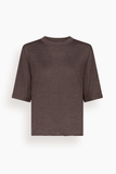 Loulou de Saison Nala Fine Short Sleeve Top in Brown Melange