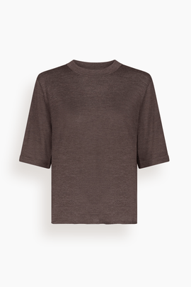 Nala Fine Short Sleeve Top in Brown Melange