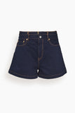 Sacai Denim x Nylon Twill Shorts in Navy x Brown